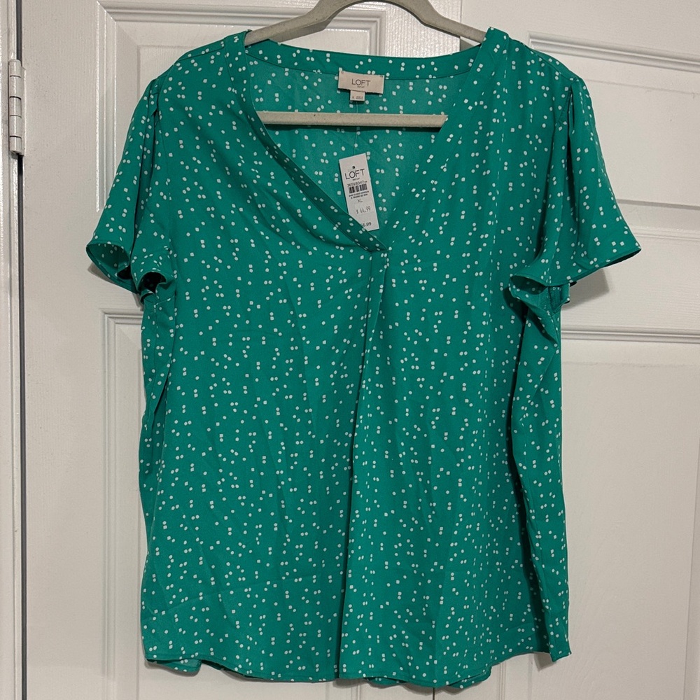 LOFT Teal Polka Dot Women's Blouse